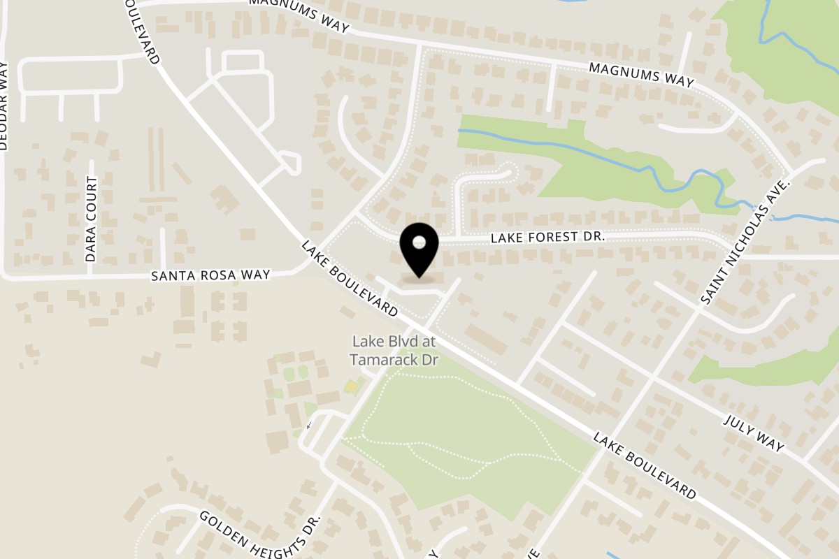 Map showing the location of Wing Spot on 991 Lake Blvd B in Redding